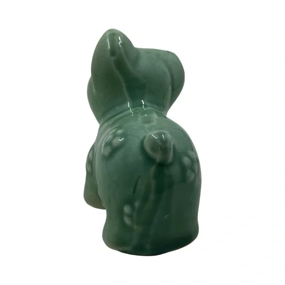 Antique Handmade Painted Ceramic Green Pig Farm Animal Figurine 3” - Picture 4 of 8